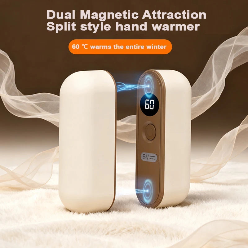 Magnetic Rechargeable Hand Warmers – Split 2-in-1 with LCD Display